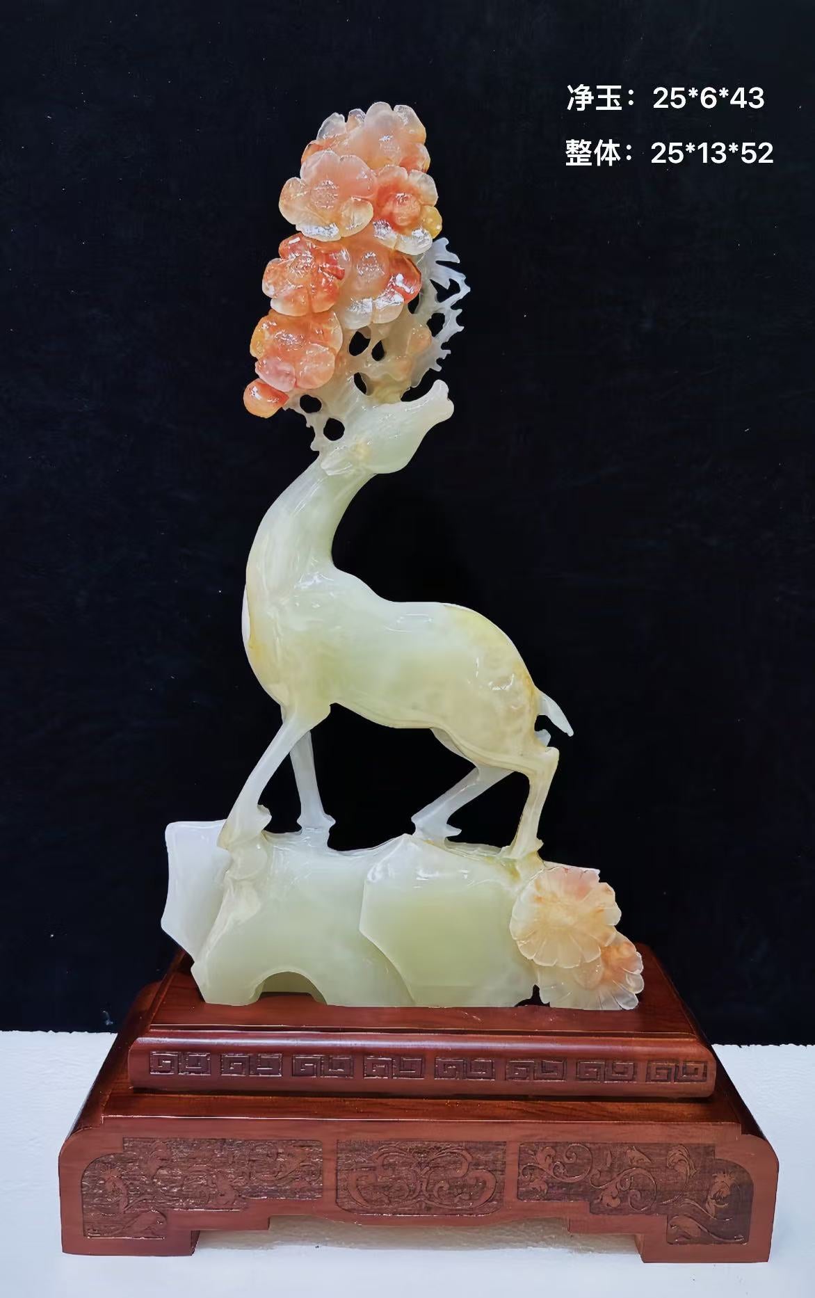 natural jade deer home decoration